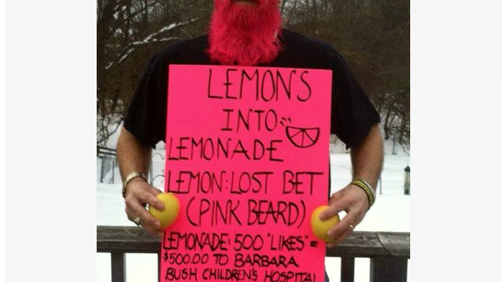 Biker uses pink beard to raise money for children’s charity