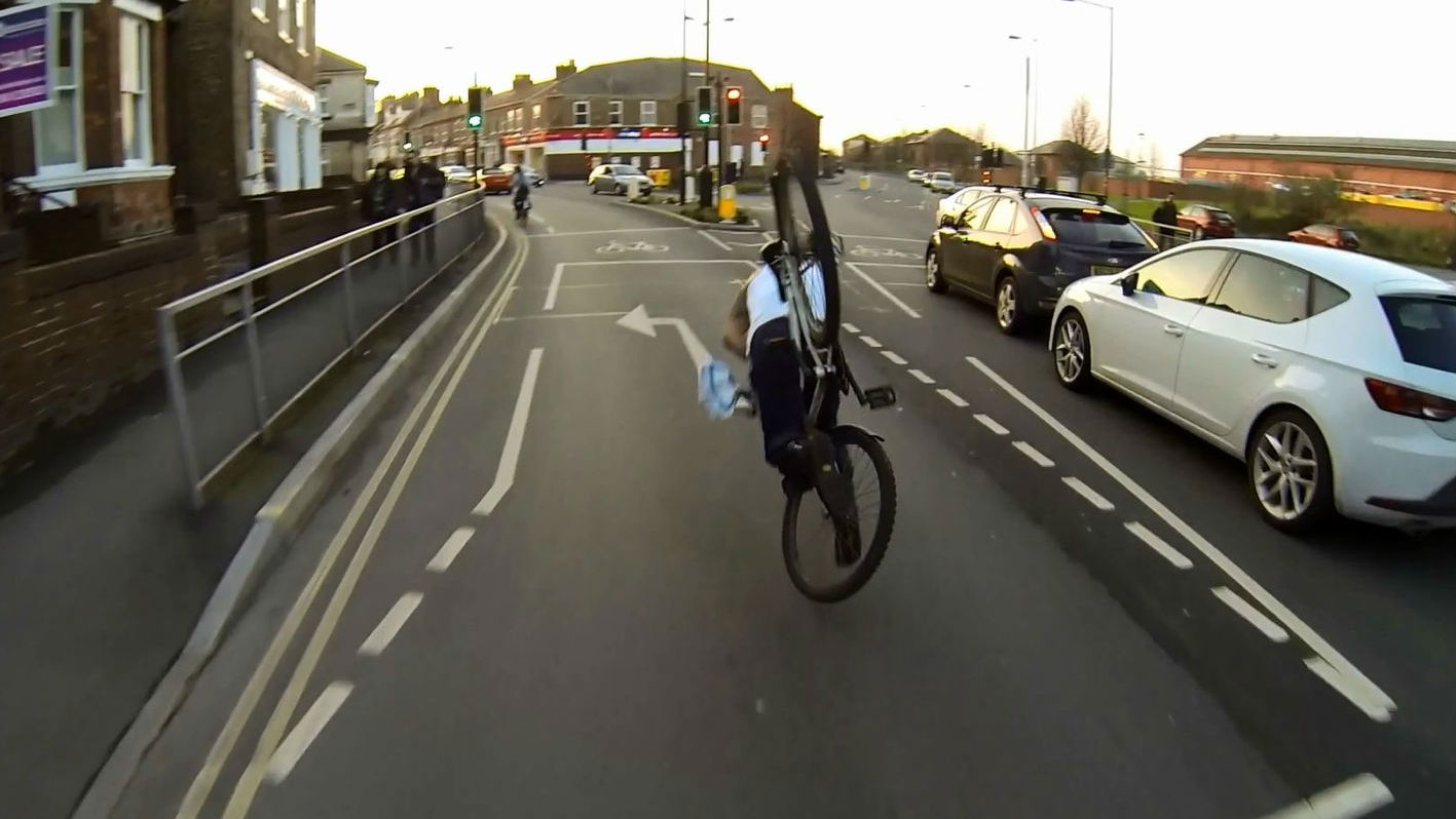 That's gotta hurt - reckless cyclists caught on film