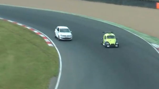 Video: Prankster drives girlfriend's VW Polo onto Brands Hatch Circuit during race