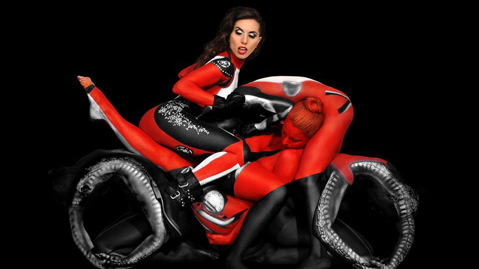 Topless models attempt to replicate Ducati Panigale with their bodies
