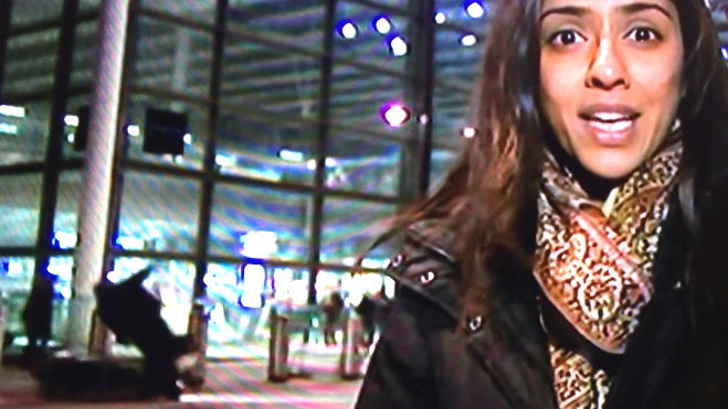 Video: moped crashes into pedestrian during live news report