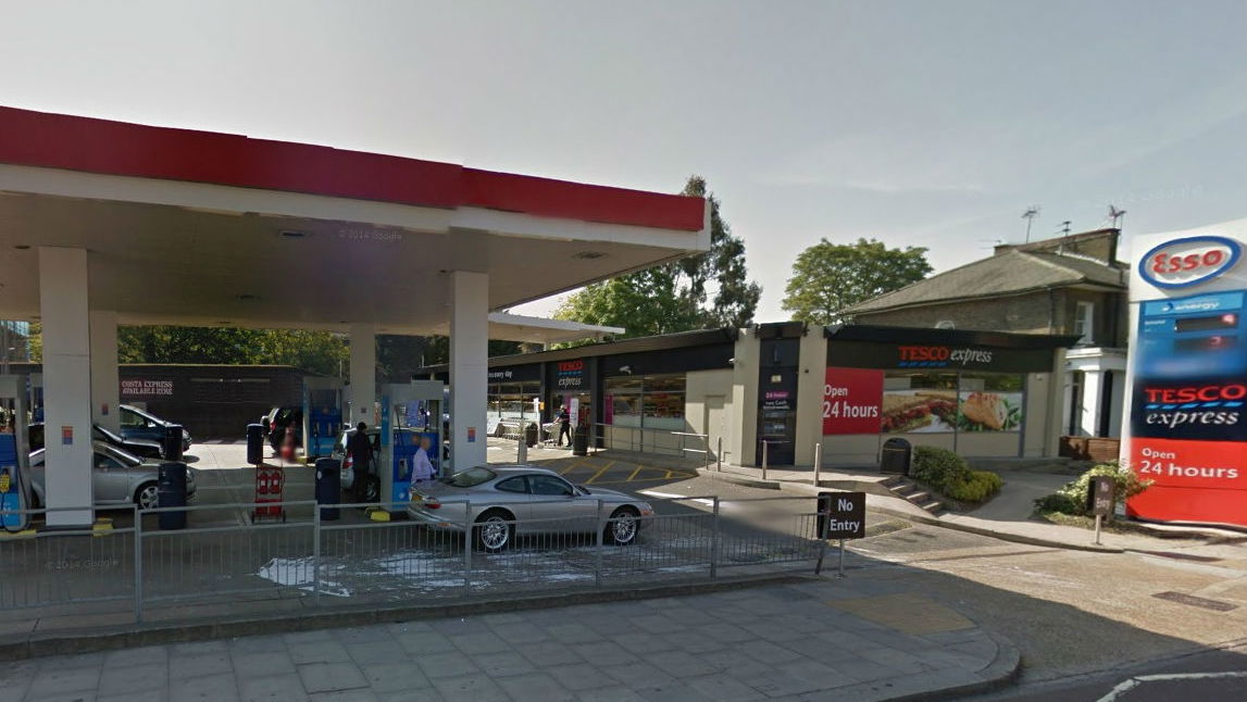 Tesco petrol station: only two fuel pumps for motorcyclists