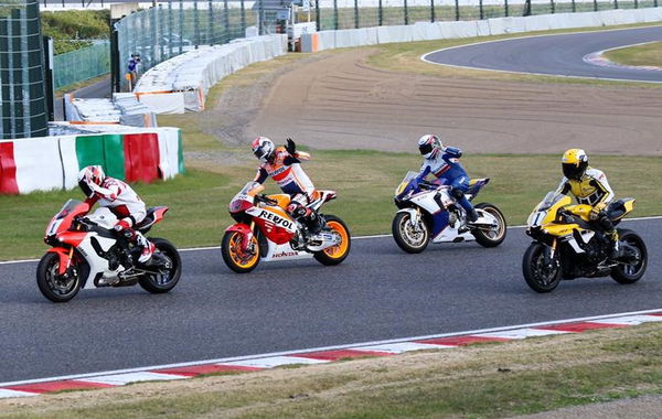 Wayne Rainey, Eddie Lawson, Kenny Roberts, Takuma Aoki [credit: Suzuka Circuit]