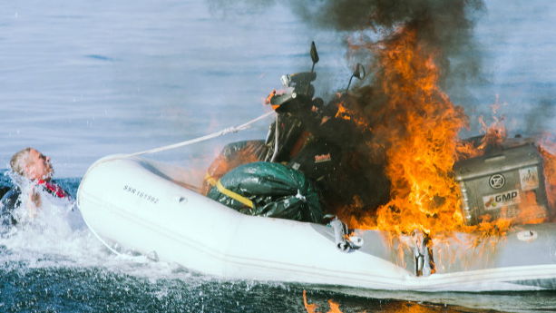 Watch: KTM bike-boat explodes during Channel crossing