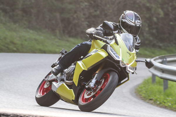 Aprilia RS660 takes a corner