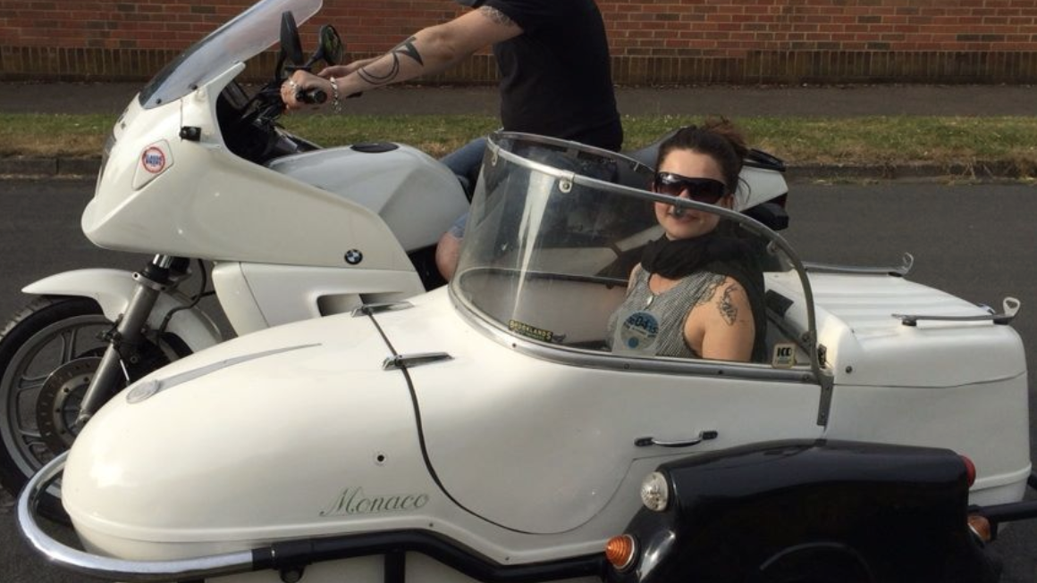 A motorcycle and sidecar combination