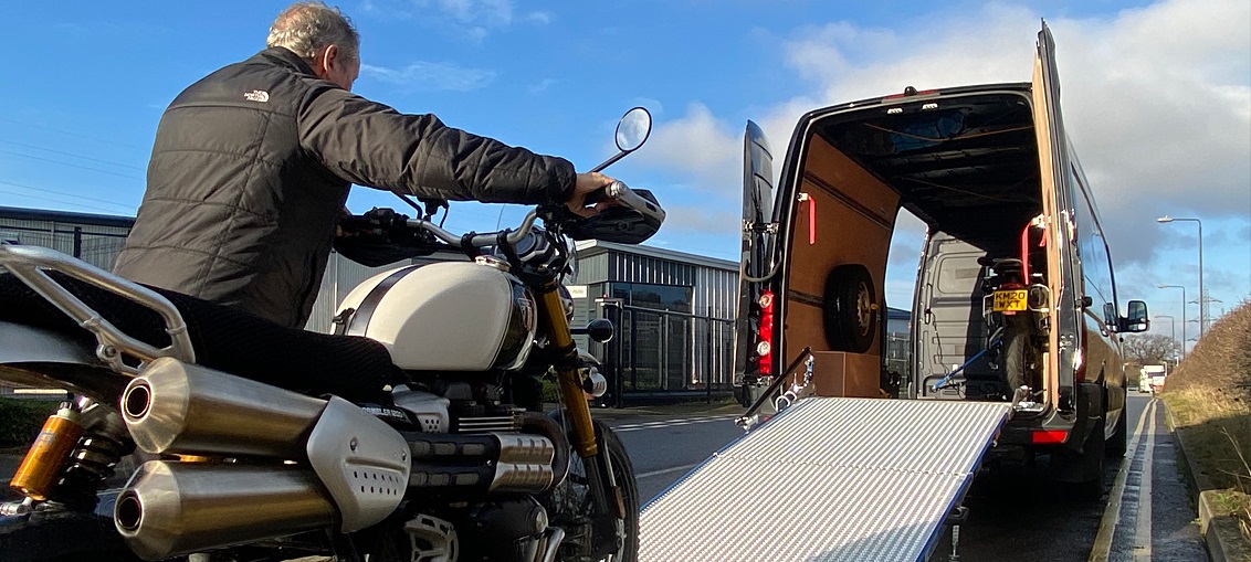 BMF loading van for EU motorcycle travel