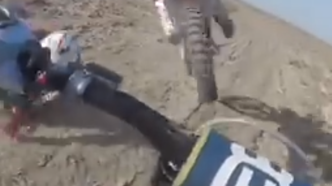 Watch: Enduro rider's incredibly close call