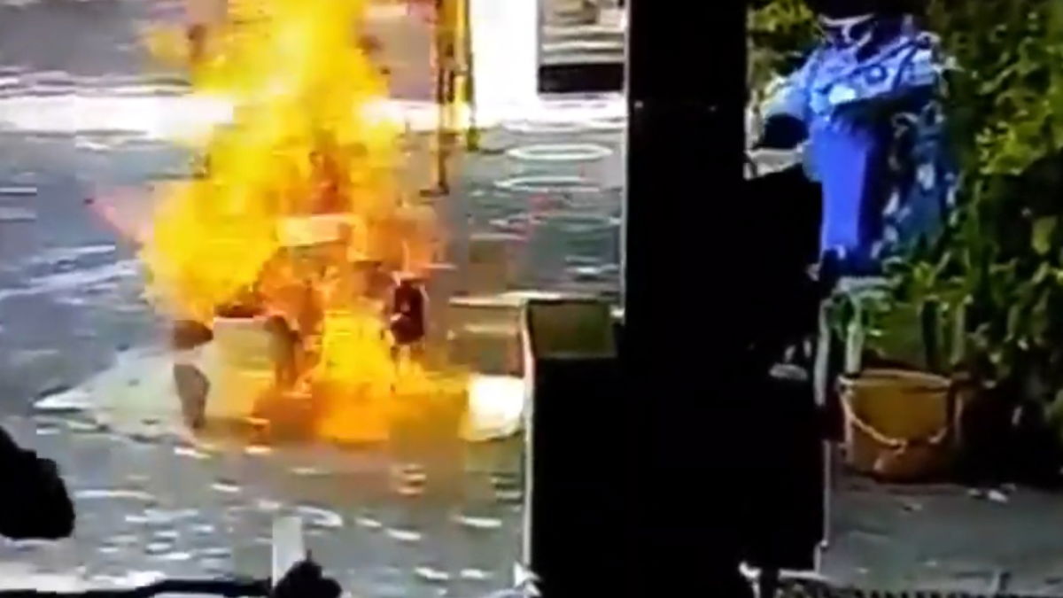 Motorcyclist lucky escape from fire