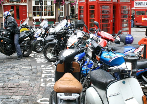 Parked motorcycles