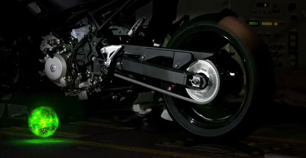 a hybrid motorcycle is tested on a Dyno