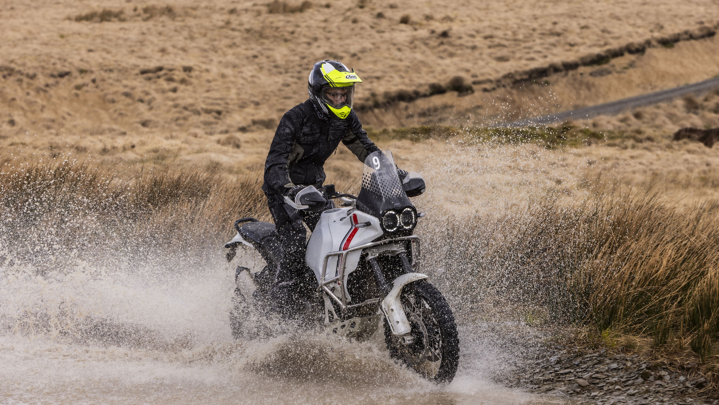 Riding a Ducati Desert X through water