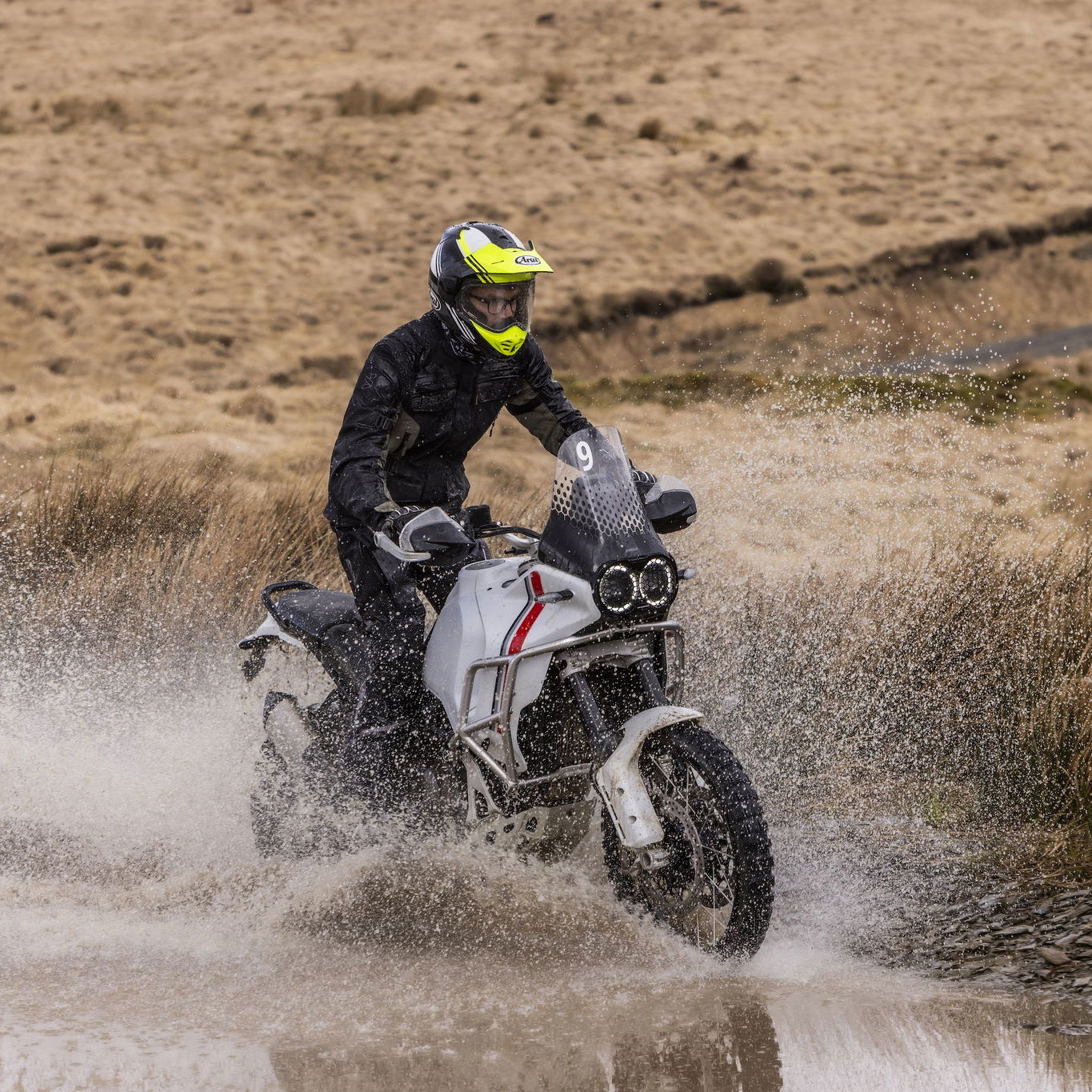 Riding a Ducati Desert X through water