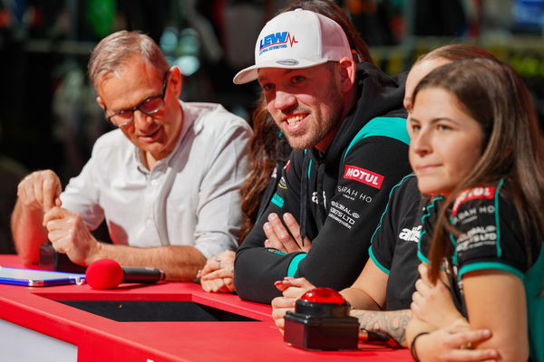 Peter Hickman and Jamie Whitham taking part in a Q&A at Motorcycle Live