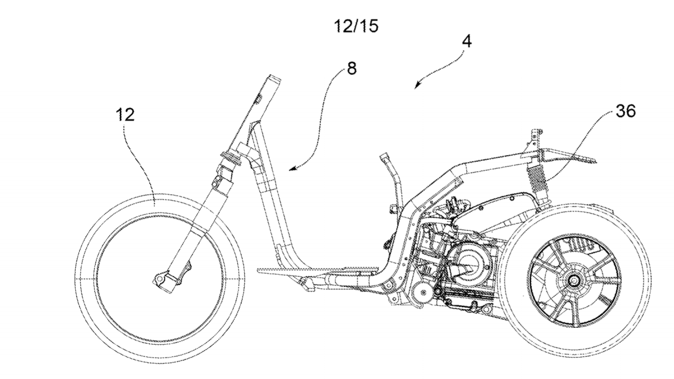 Piaggio three-wheel patent