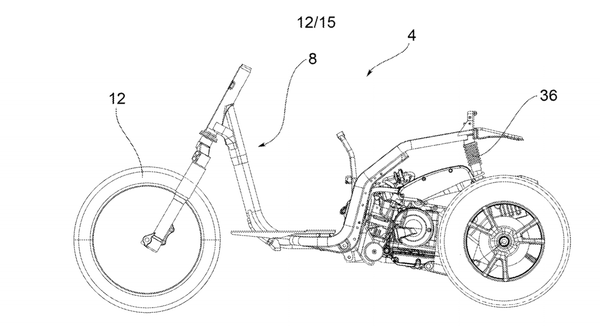 Piaggio three-wheel patent