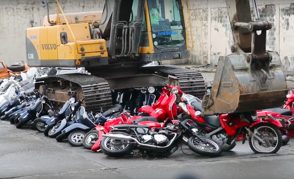 Half a million pounds worth of smuggled bikes destroyed in the Philippines