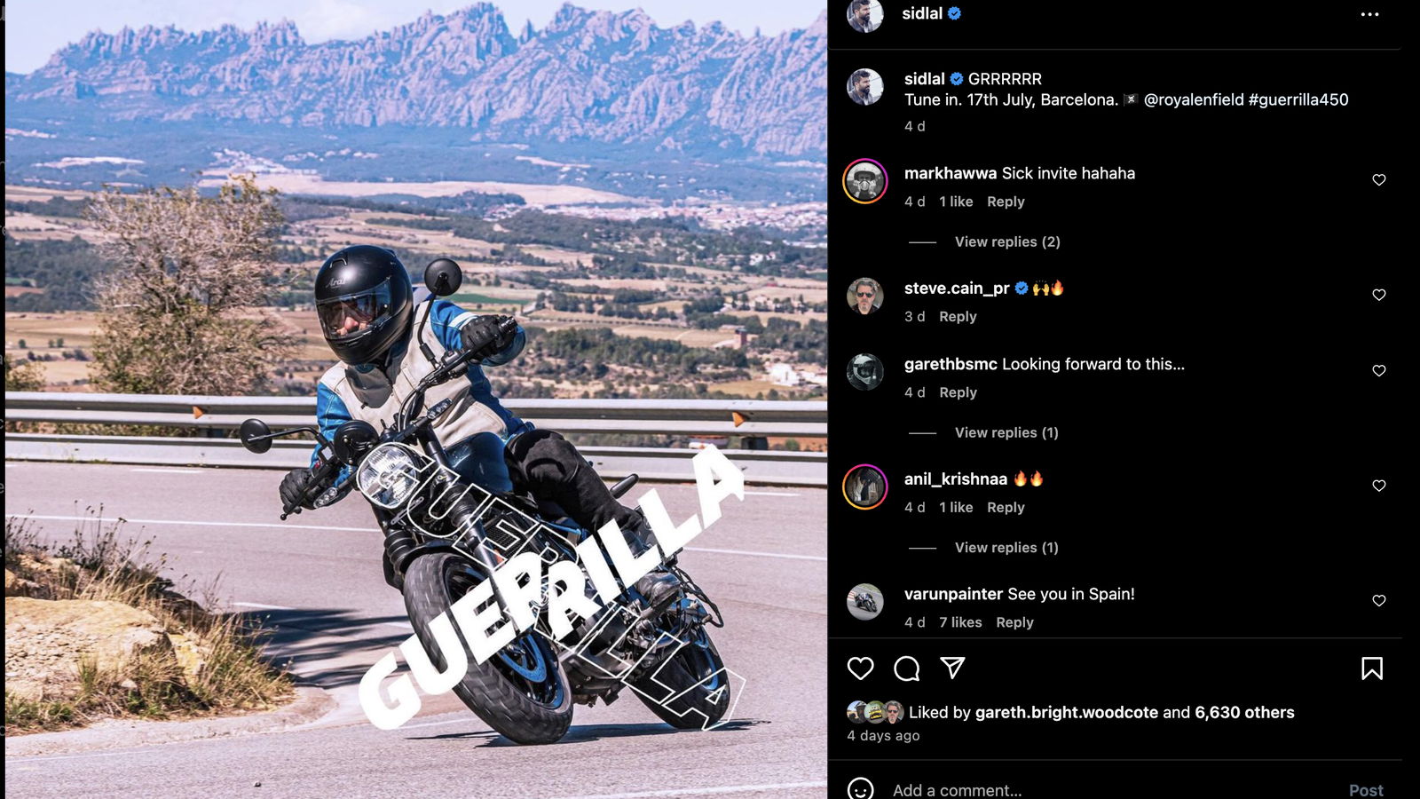 New Royal Enfield Guerrilla 450 Roadster Teased By CEO