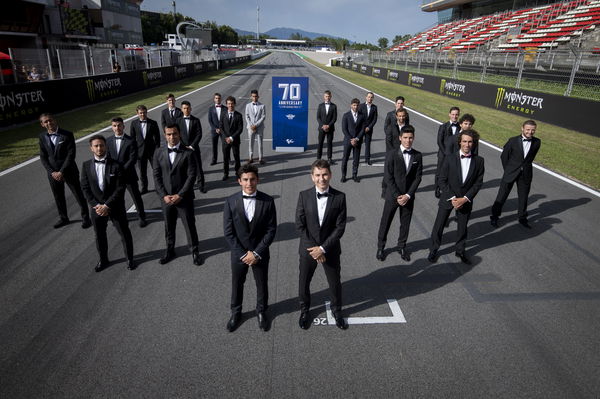 Riders in suits for 70th anniversary of grand prix