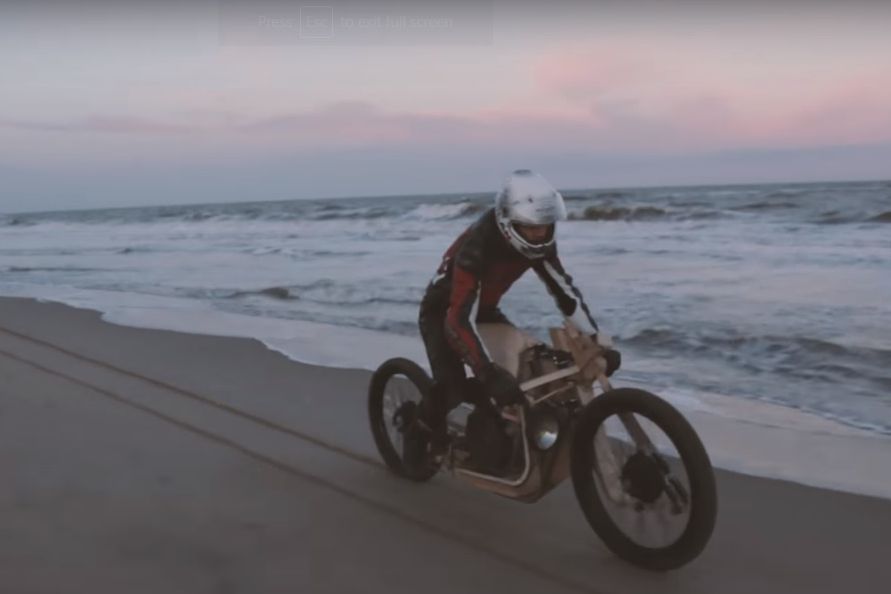 Wooden algae-powered motorcycle 