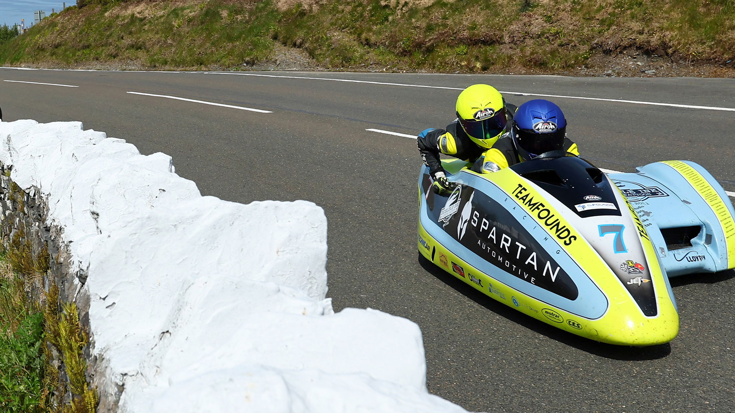 Alan Founds, Jake Lowther in #7 Sidecar at 2023 Isle of Man TT Races. - Isle of Man TT
