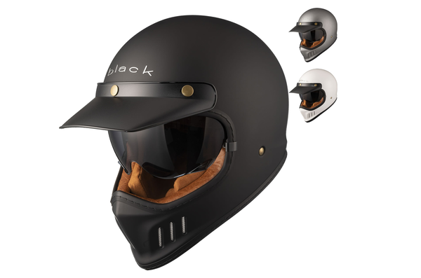 Black Royale Solid Retro Motorcycle Helmet