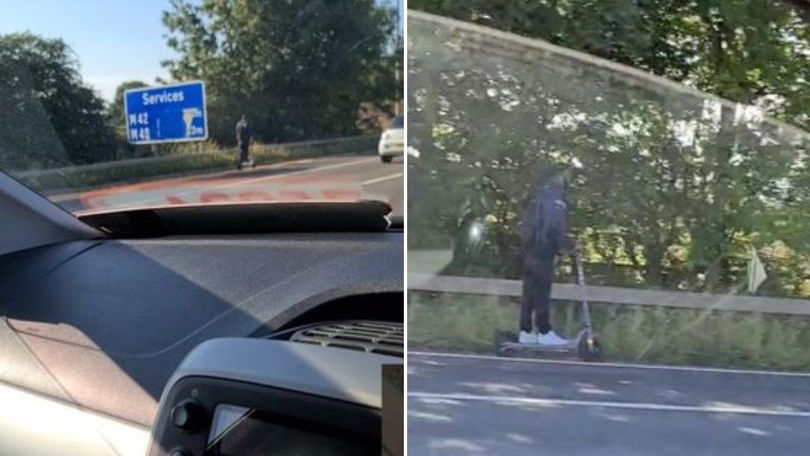e-scooter on the m42 motorway