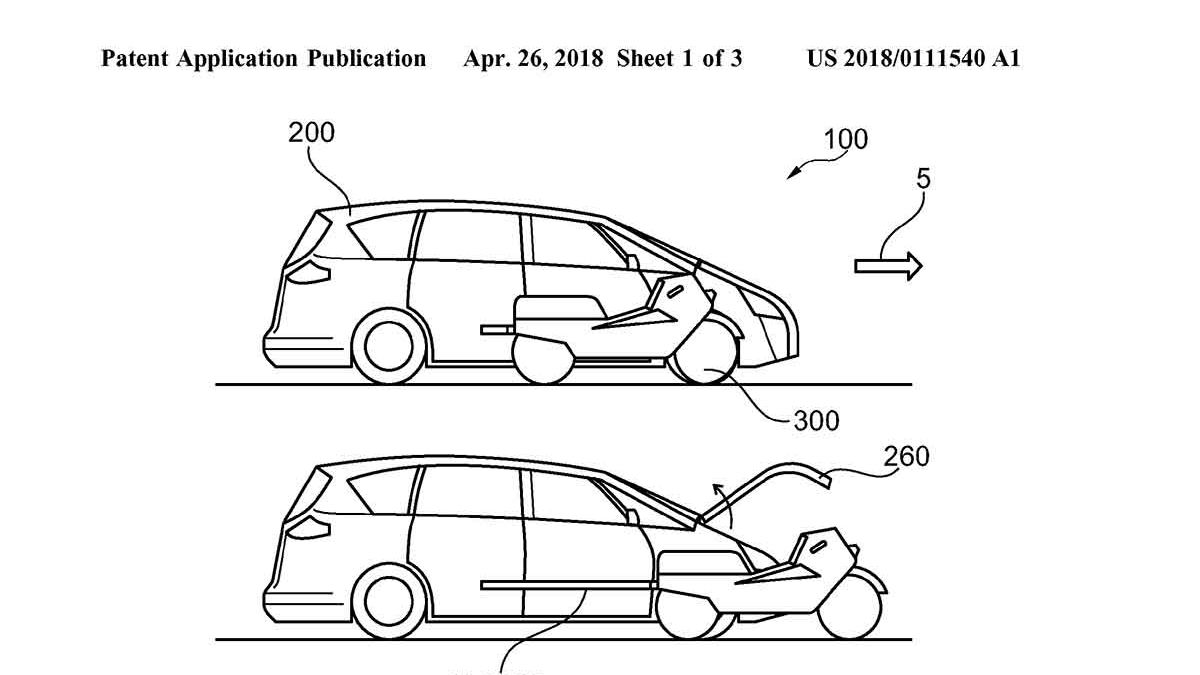 Ford patent Batmobile-style car-mounted bike