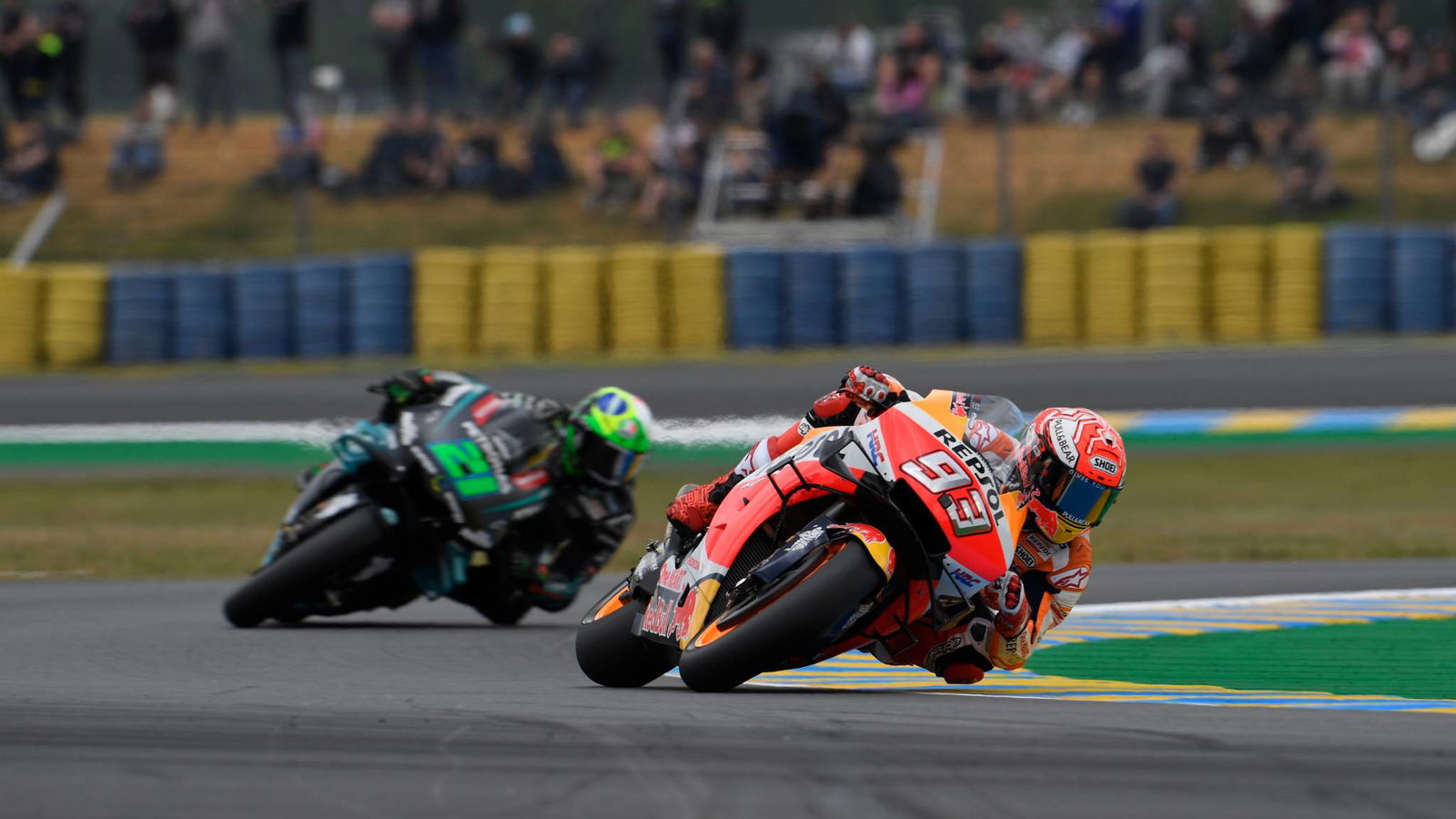 Marquez on pole despite fall in mixed conditions