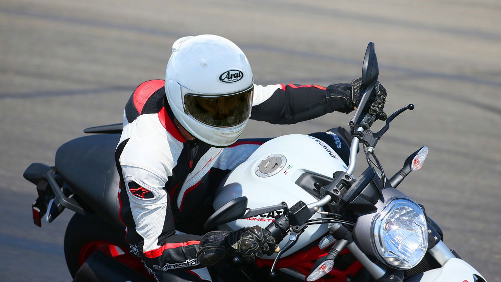 A white motorcycle helmet