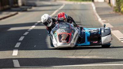 Ben Birchall, Kevin Rousseau, 2023 Manx GP sidecar tyre test.