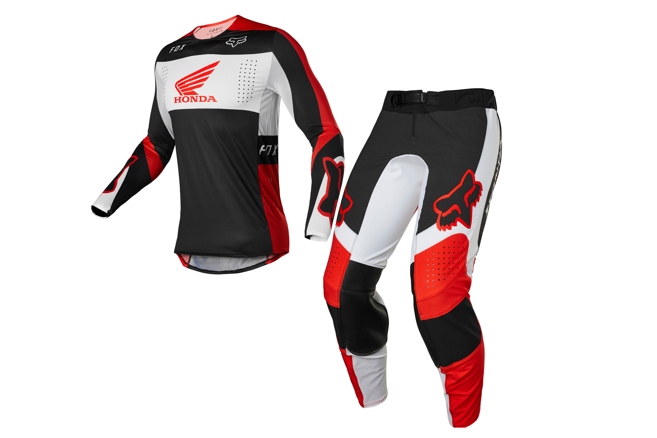 Fox Racing 2022 Flexair Honda Motocross Jersey & Pants Fluo Red Kit