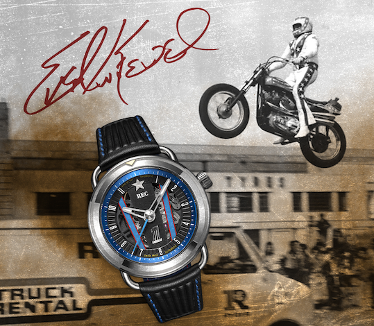 REC Watches TTT Knievel is a Swiss watch built from Evel’s last bike