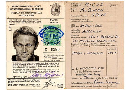 Steve McQueen FIM licence sells for £26,670