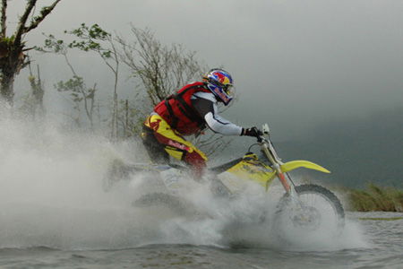 Pastrana makes world's first floating ramp jump