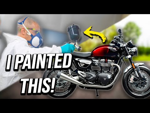 How to paint a motorcycle fuel tank | Toad tries his hand a painting and pin-striping with Triumph
