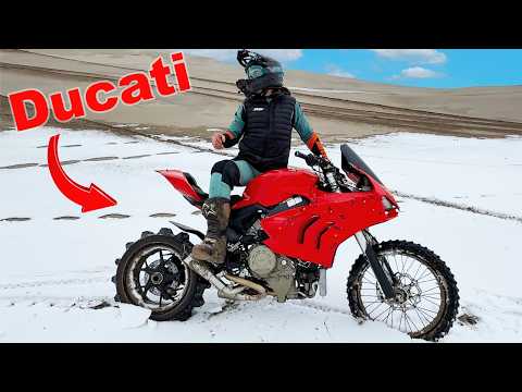 Crotch Rocket with Paddle tire in Sand Dunes and Snow!