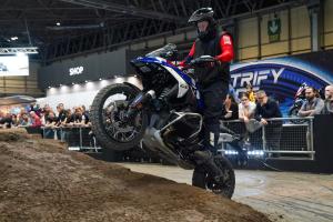 BMW R1300 GS stunt riding at Motorcycle Live