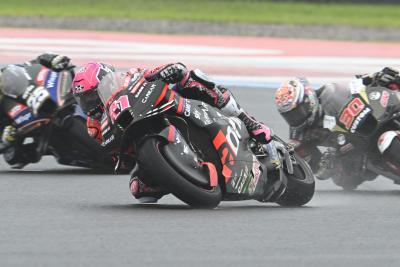 Aleix Espargaro leads Takaaki Nakagami, Raul Fernandez, 2023 MotoGP Argentinian Grand Prix. - Gold and Goose