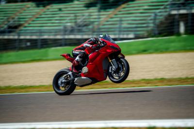 A Ducati motorbike pulling a wheelie