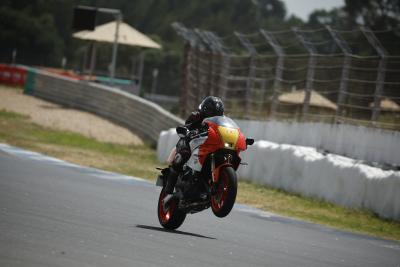 Pulling a wheelie on the XSR900 GP