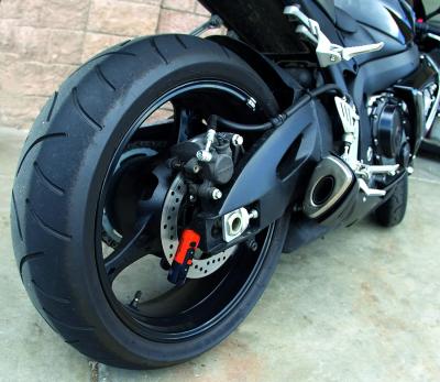 Kryptonite disc lock on motorbike 