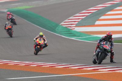 Fabio Quartararo, Joan Mir, 2023 MotoGP Indian Grand Prix. - Gold and Goose