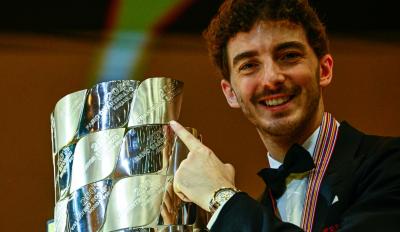 Francesco Bagnaia at the 2022 MotoGP awards ceremony