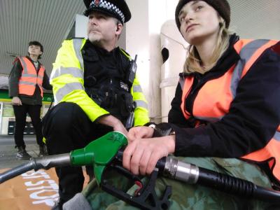 Just Stop Oil Clacket Lane petrol station protest. - Just Stop Oil