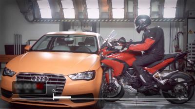 Motorcycle crash - crash test dummy