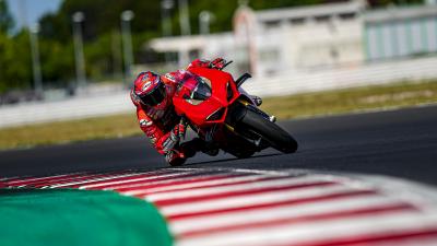 Francesco Bagnaia on Ducati Panigale V4 at Misano. - Ducati Media