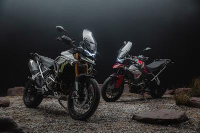 Two Triumph Tiger adventure bikes