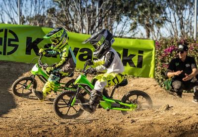 Kawasaki Elektrode being ridden on a dirt track. - Kawasaki