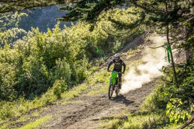 Kawasaki KX450X on dirt trail